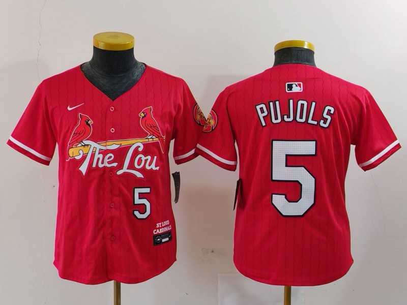 Youth St Louis Cardinals #5 Albert Pujols Red 2024 City Connect Limited Stitched Jersey->texas longhorns->NCAA Jersey